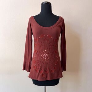 Vintage Sweetees Embroidered Top Women’s Medium Long Sleeve Shirt Y2K Cotton